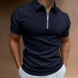 Zipper Short Sleeve Golf Polo Shirt
